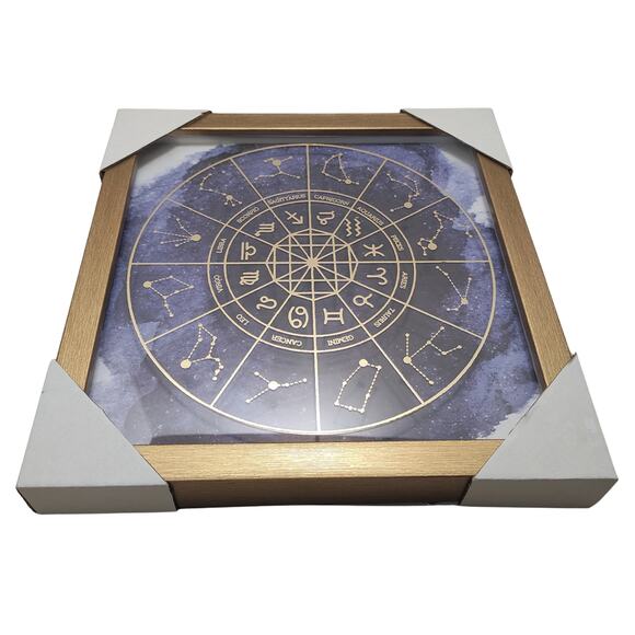Astrology Zodiac Wheel Framed Wall Art Shadow Box - Picture 2 of 5